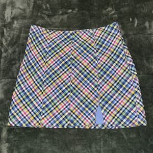 Urban Outfitters Mini Skirt Womens Small Blue Checkered Side Zipper Preppy